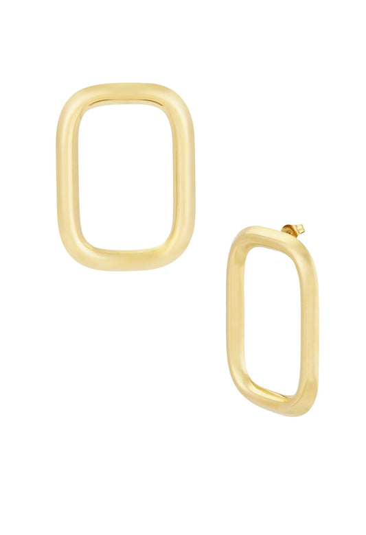 Oorbellen statement rechthoek goudkleur 