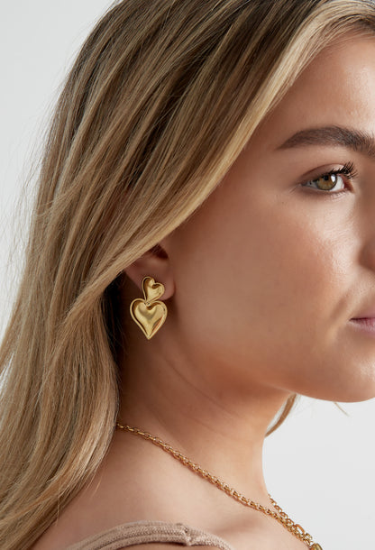 Oorbellen twee hartjes Waterproof 