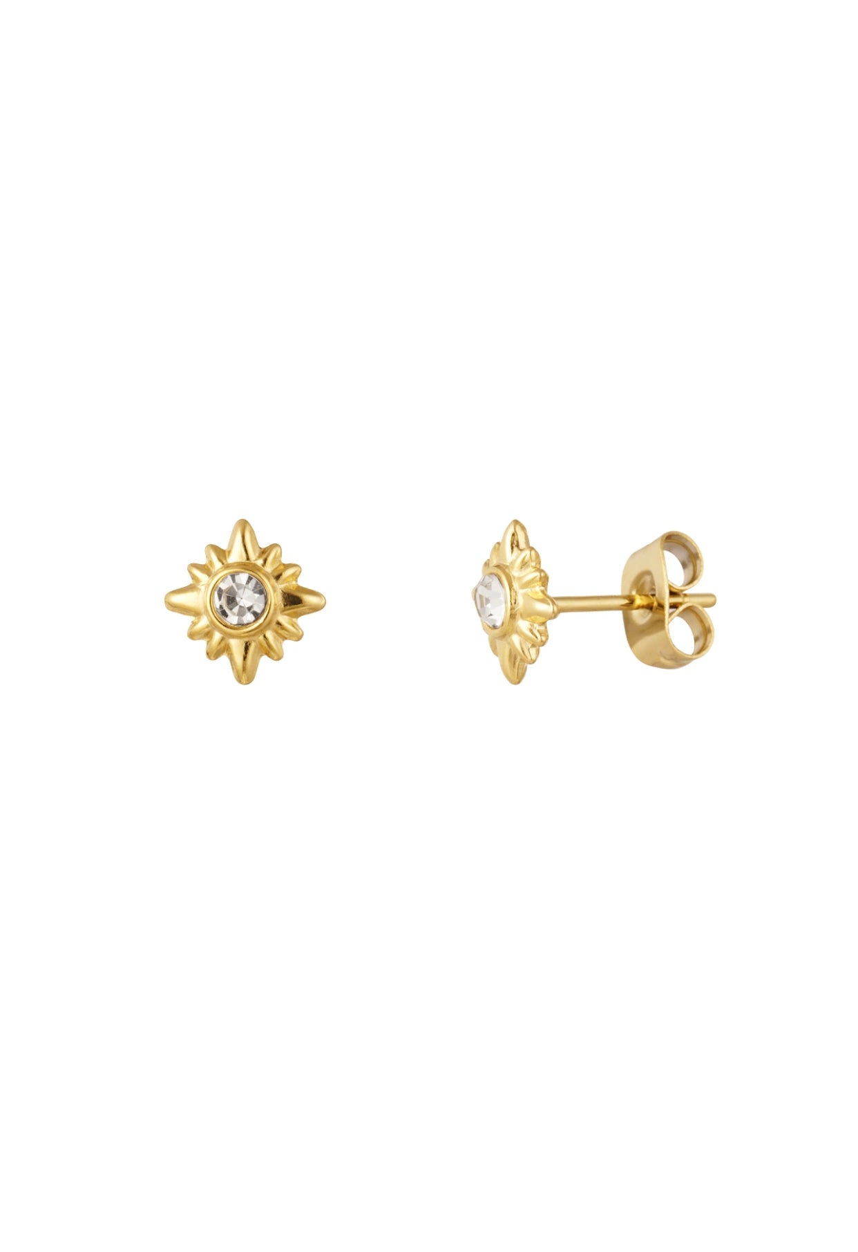 Oorknopjes met strass steentjes Goudkleur 