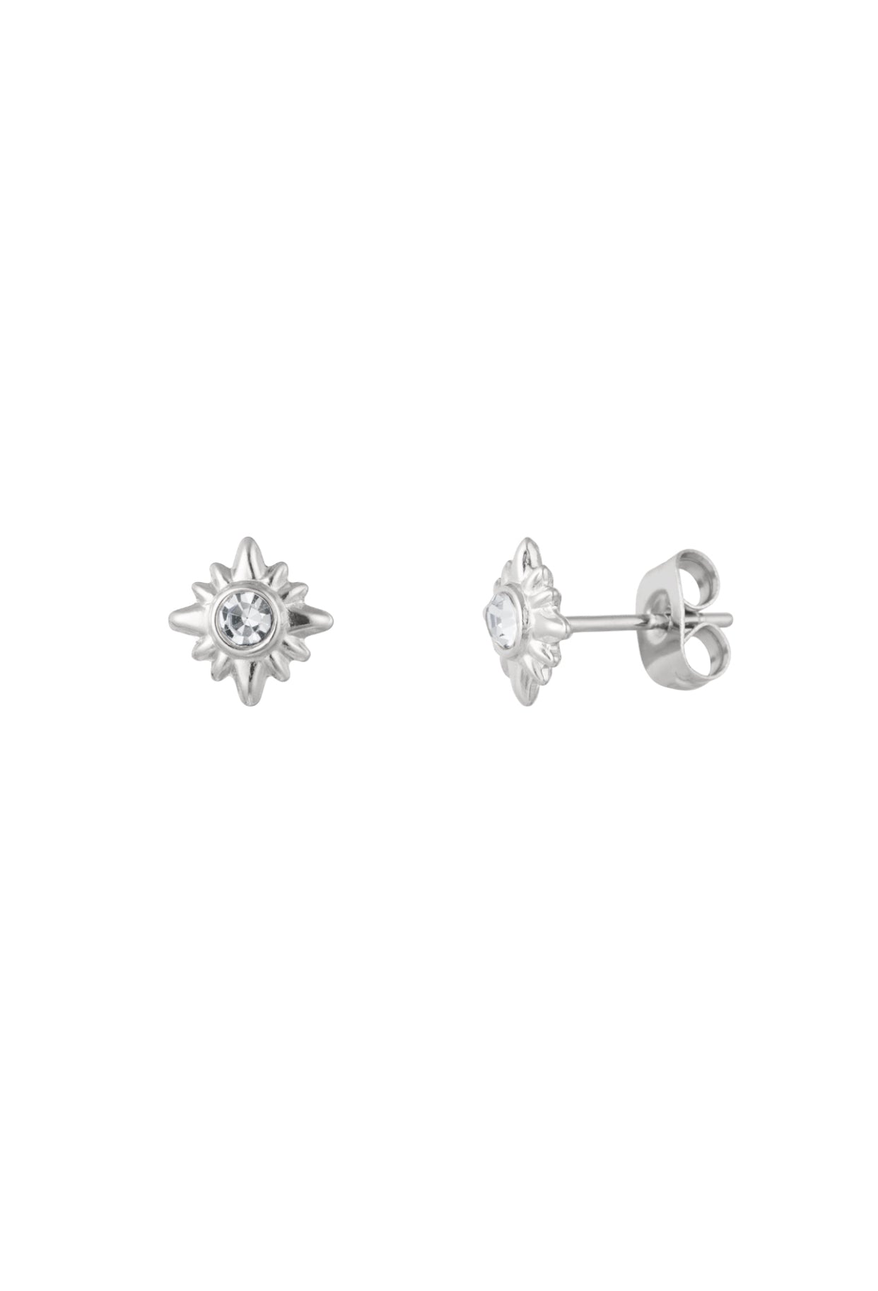 Oorknopjes met strass steentjes Zilverkleur 
