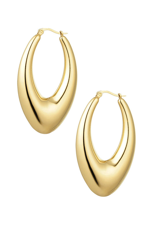 Oorringen glanzend ovaal goudkleur 