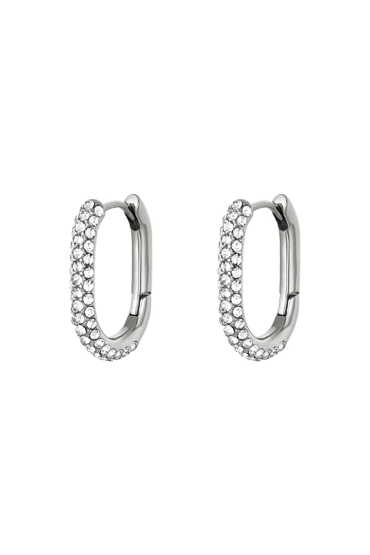 Oorringen met strass steentjes zilverkleur 