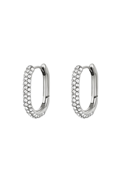 Oorringen met strass steentjes zilverkleur 