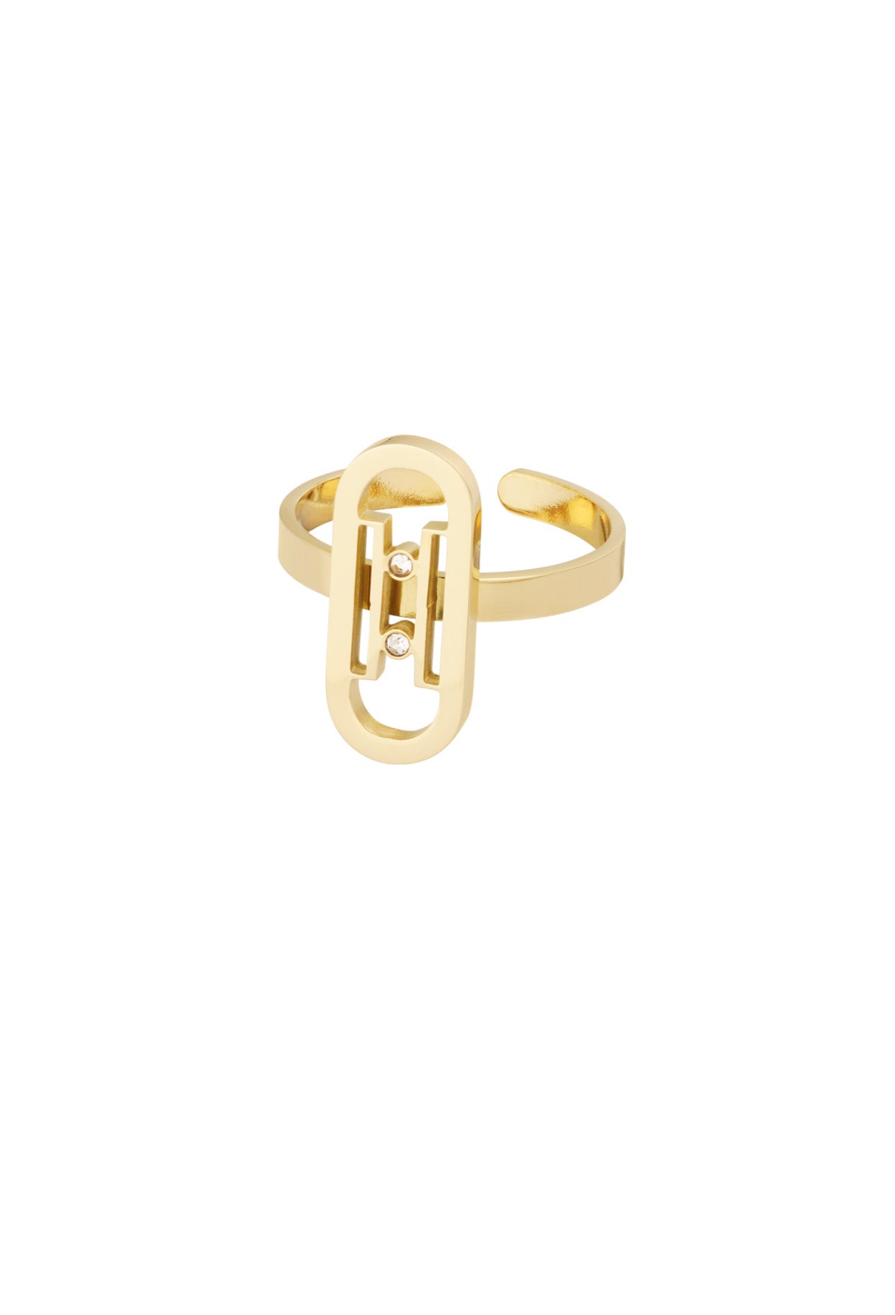 Ovale ring met steentjes Goudkleur 