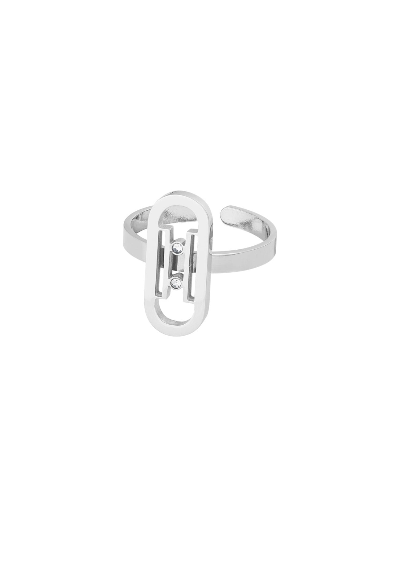 Ovale ring met steentjes Zilverkleur 