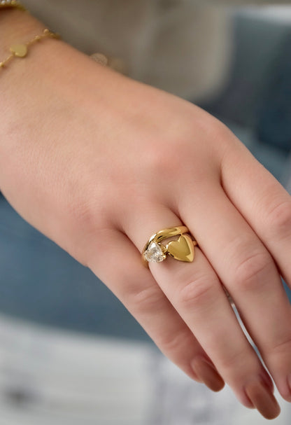 Ring Lumé hart one size goudkleur 
