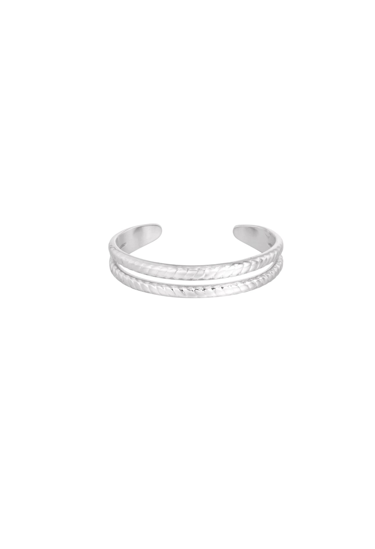 Ring dubbel gevlochten Zilverkleur 