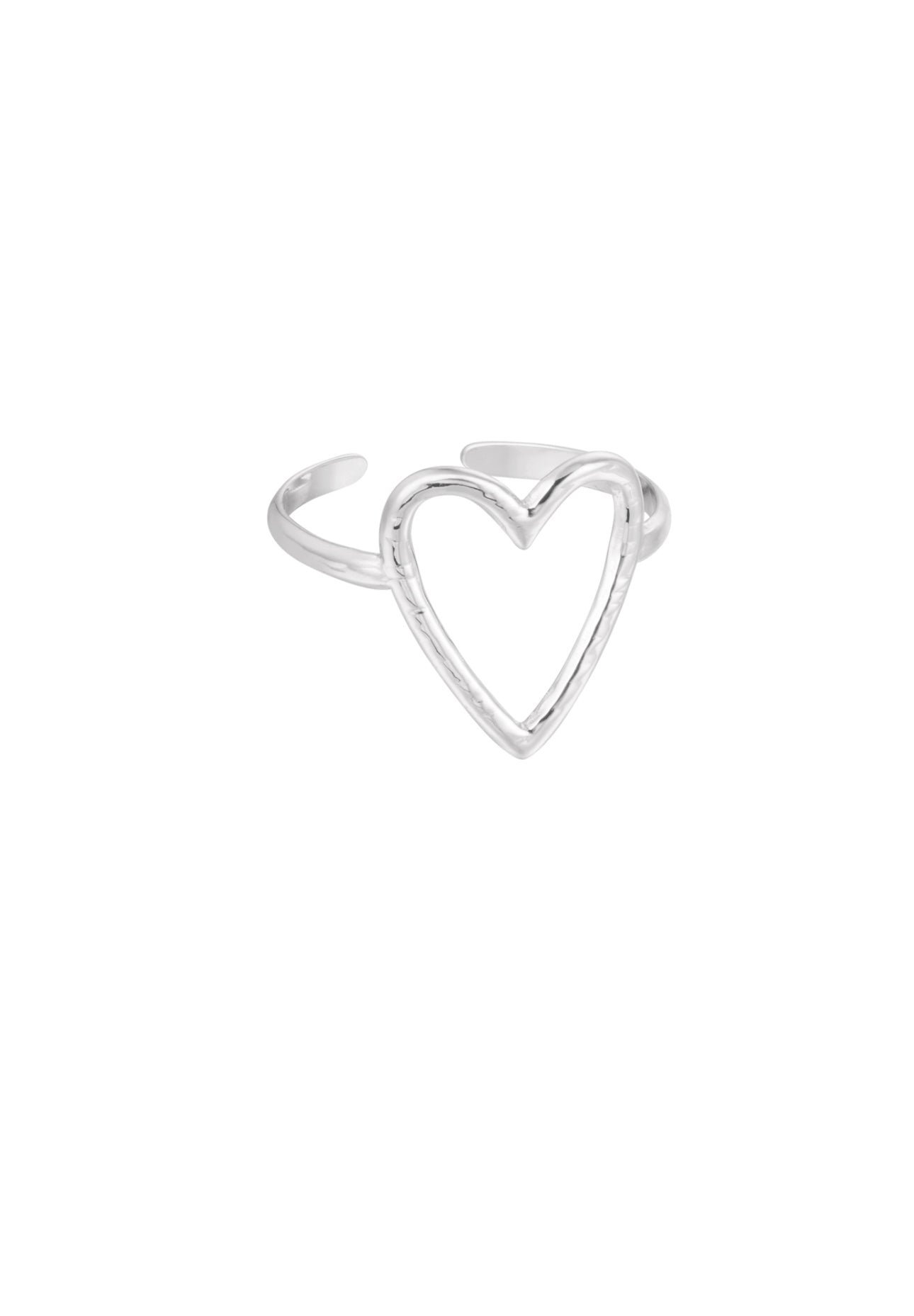 Ring groot hart Zilverkleur 