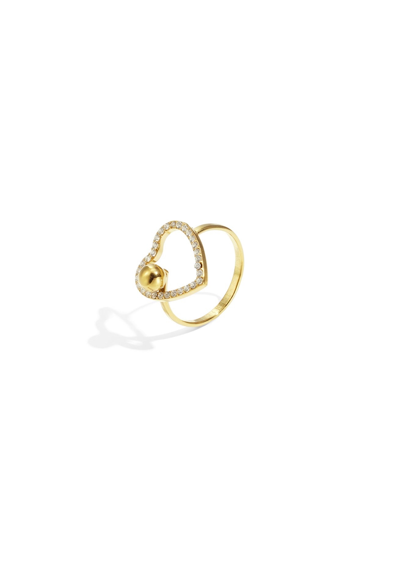 Ring hartje en strass steentjes Goudkleur 