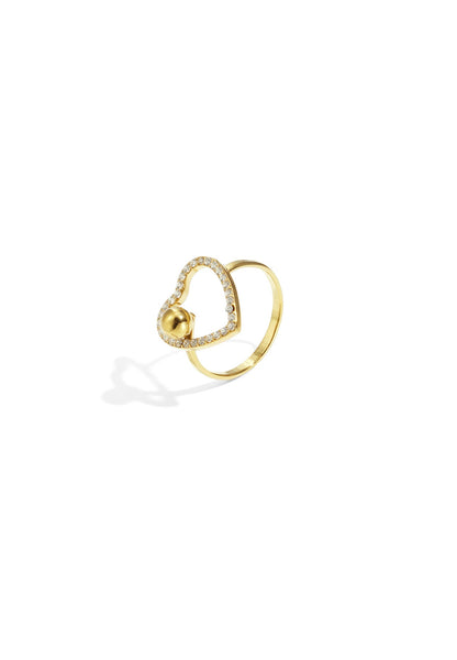 Ring hartje en strass steentjes Goudkleur 