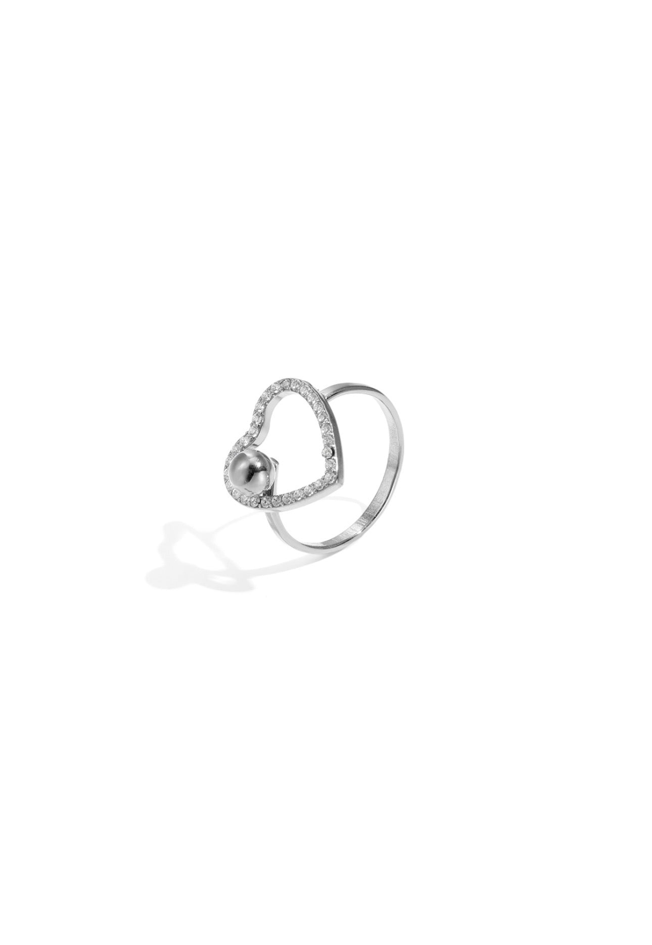Ring hartje en strass steentjes Zilverkleur 