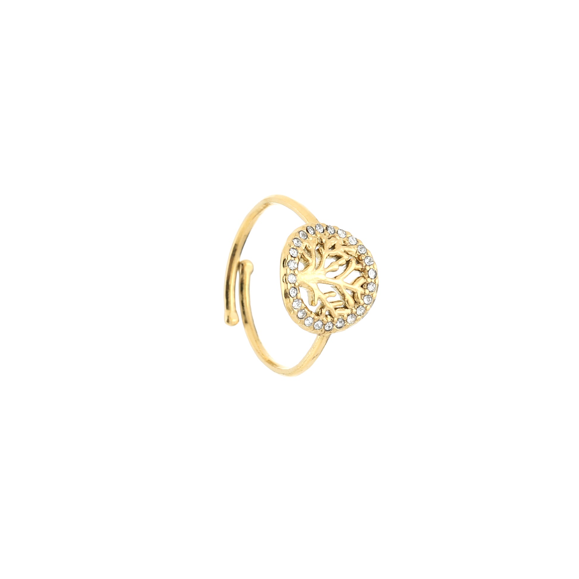Ring levensboom Met strass steentjes 