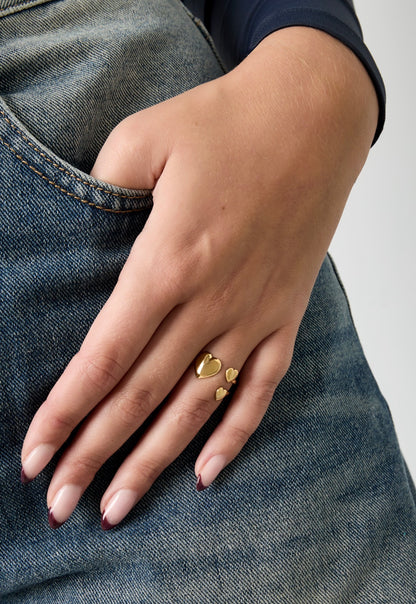 Ring met 3 hartjes One size 