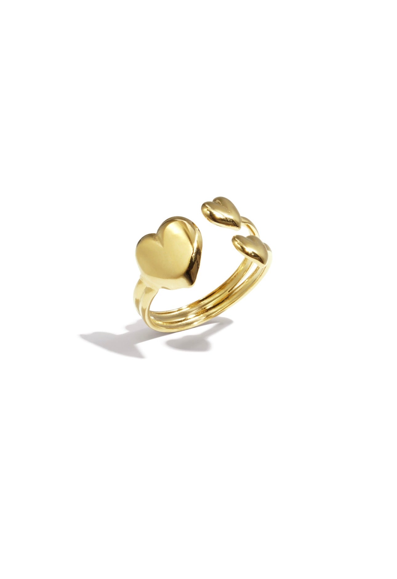 Ring met 3 hartjes Goudkleur 