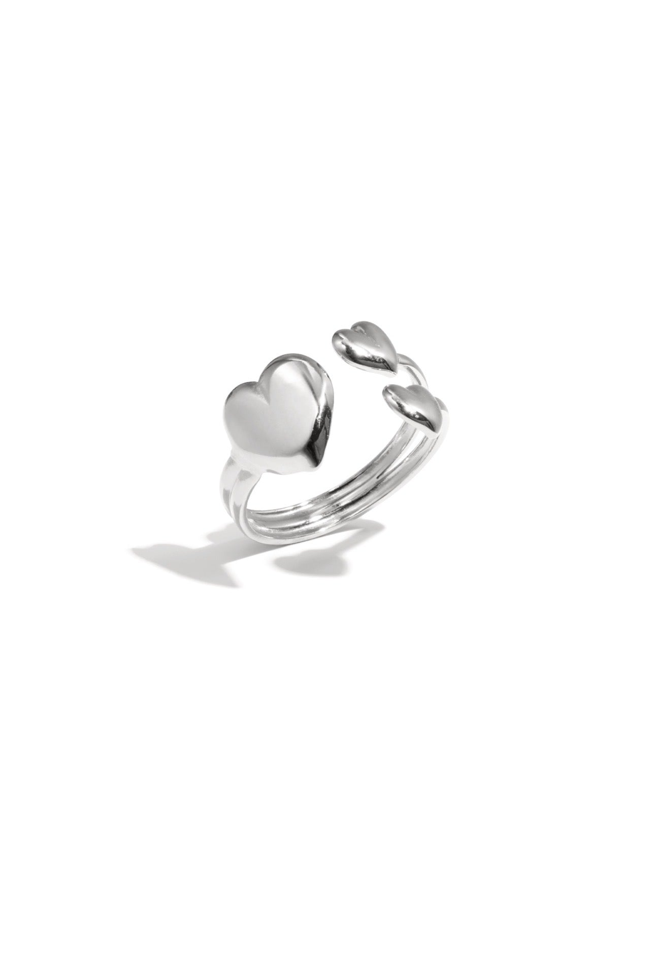 Ring met 3 hartjes Zilverkleur 