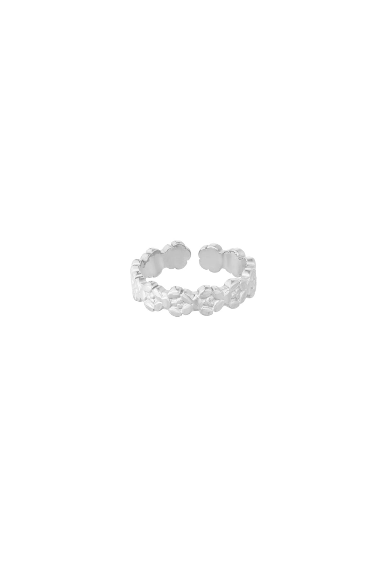 Ring met bloemen structuur Zilverkleur 