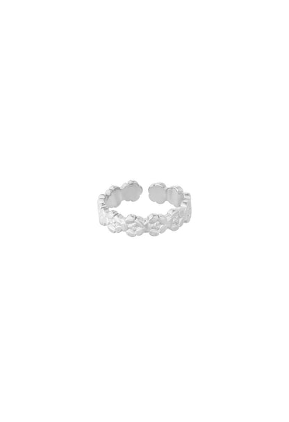 Ring met bloemen structuur Zilverkleur 
