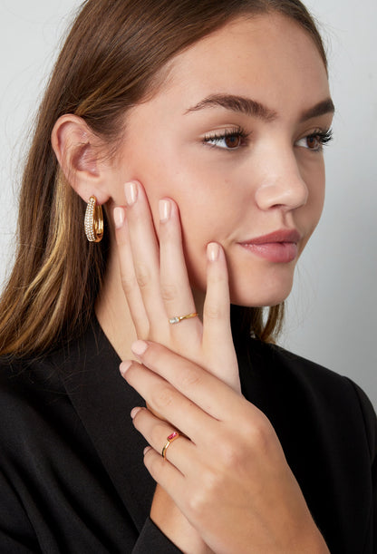 Ring met glinsterende steen One size 