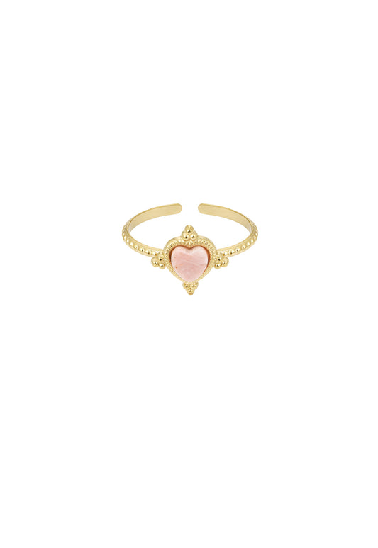 Ring met hartje en steen Roze 
