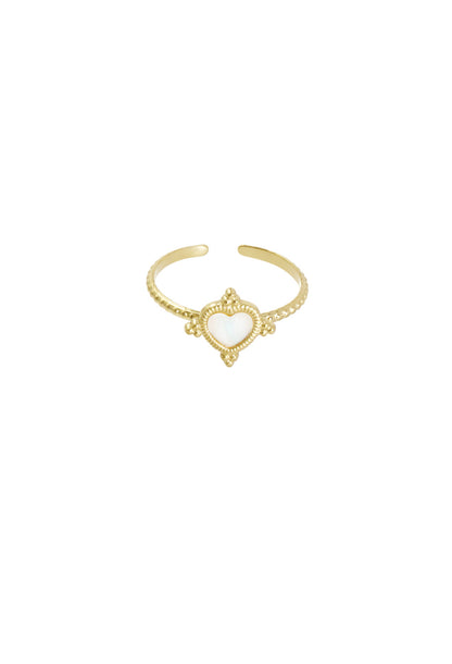 Ring met hartje en steen Wit 