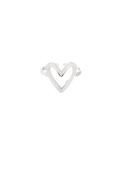 Ring met open hart Zilverkleur 