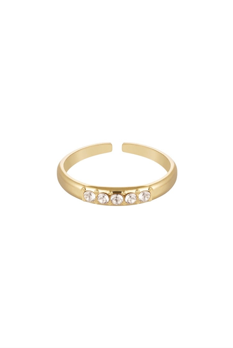 Ring met strass steentjes Goudkleur 