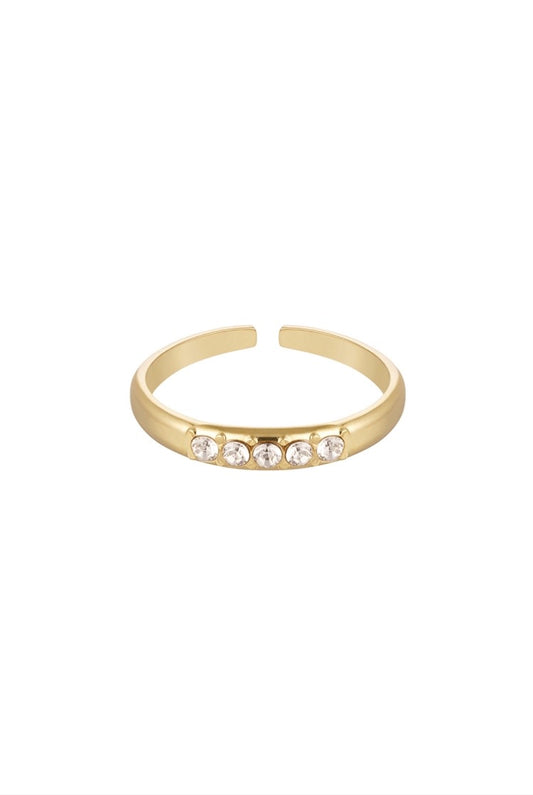 Ring met strass steentjes Goudkleur 