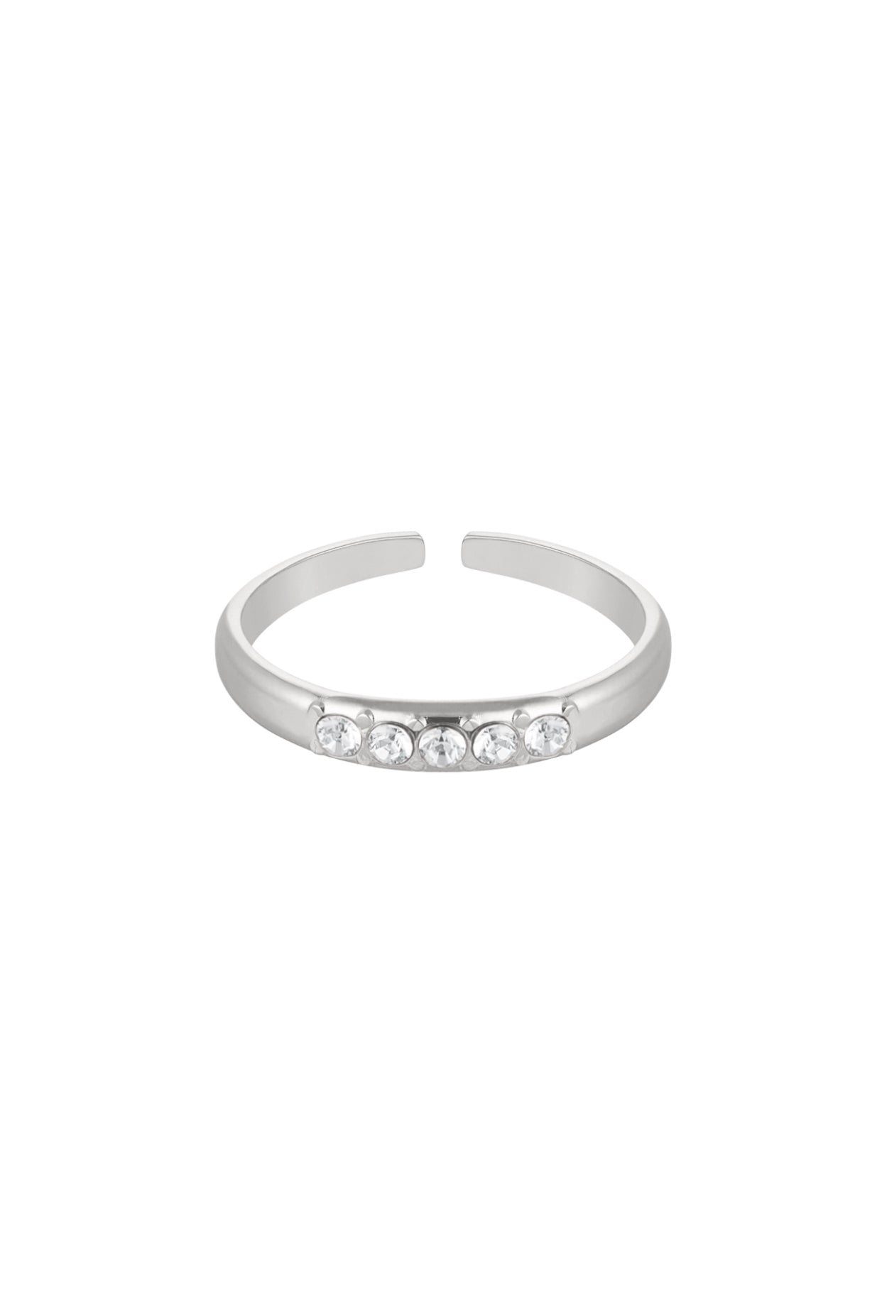Ring met strass steentjes Zilverkleur 