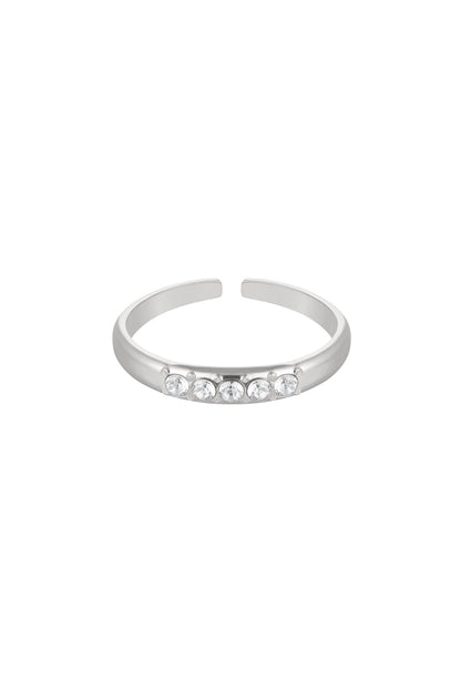 Ring met strass steentjes Zilverkleur 