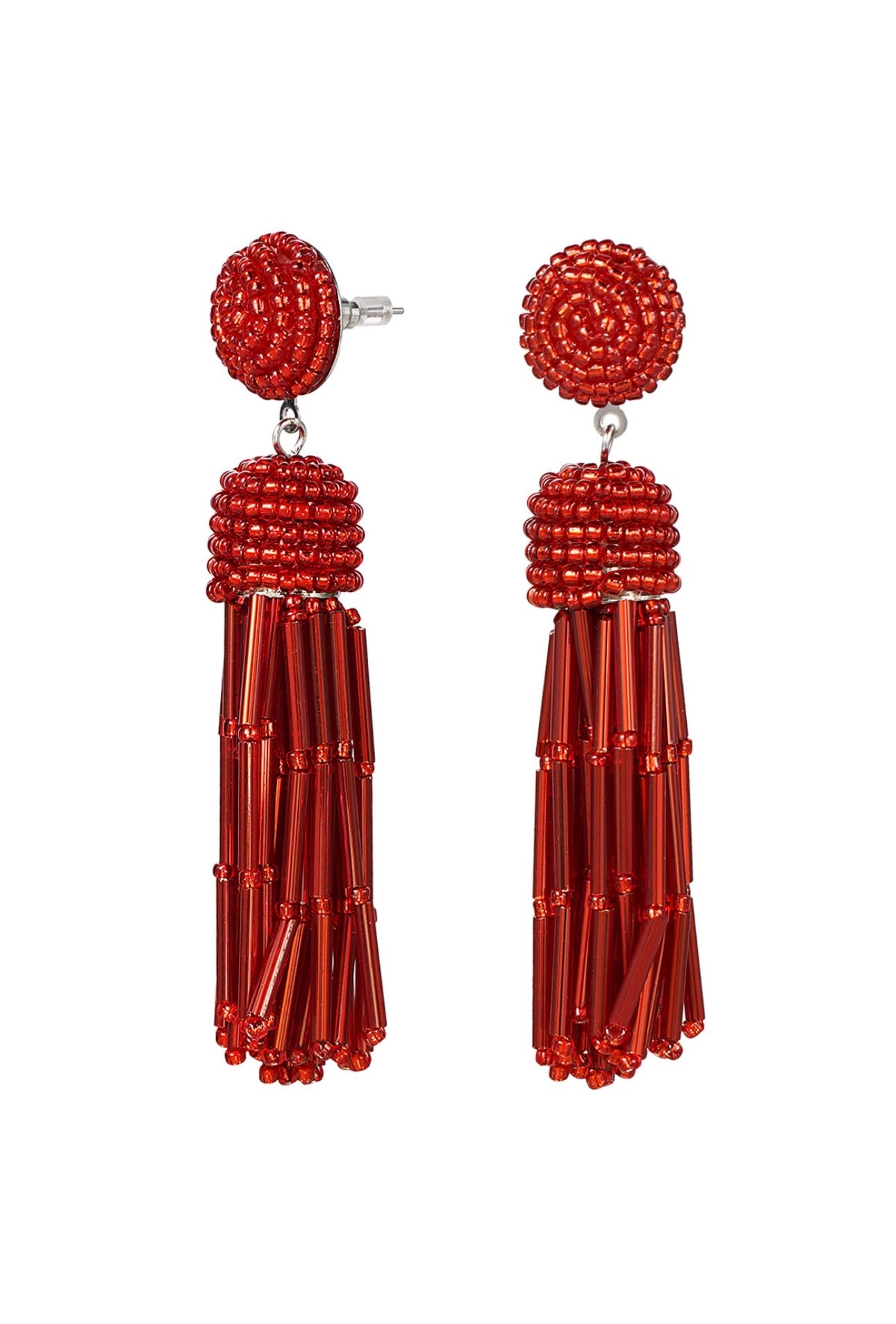 Statement oorbellen kralen Rood