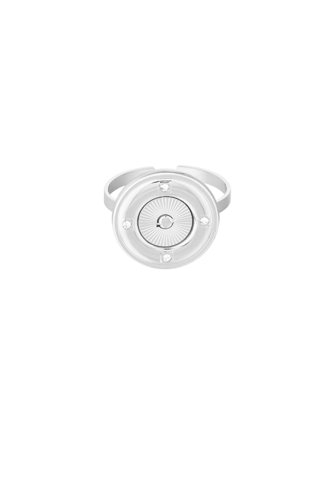 Ronde ring met steentjes Zilverkleur 