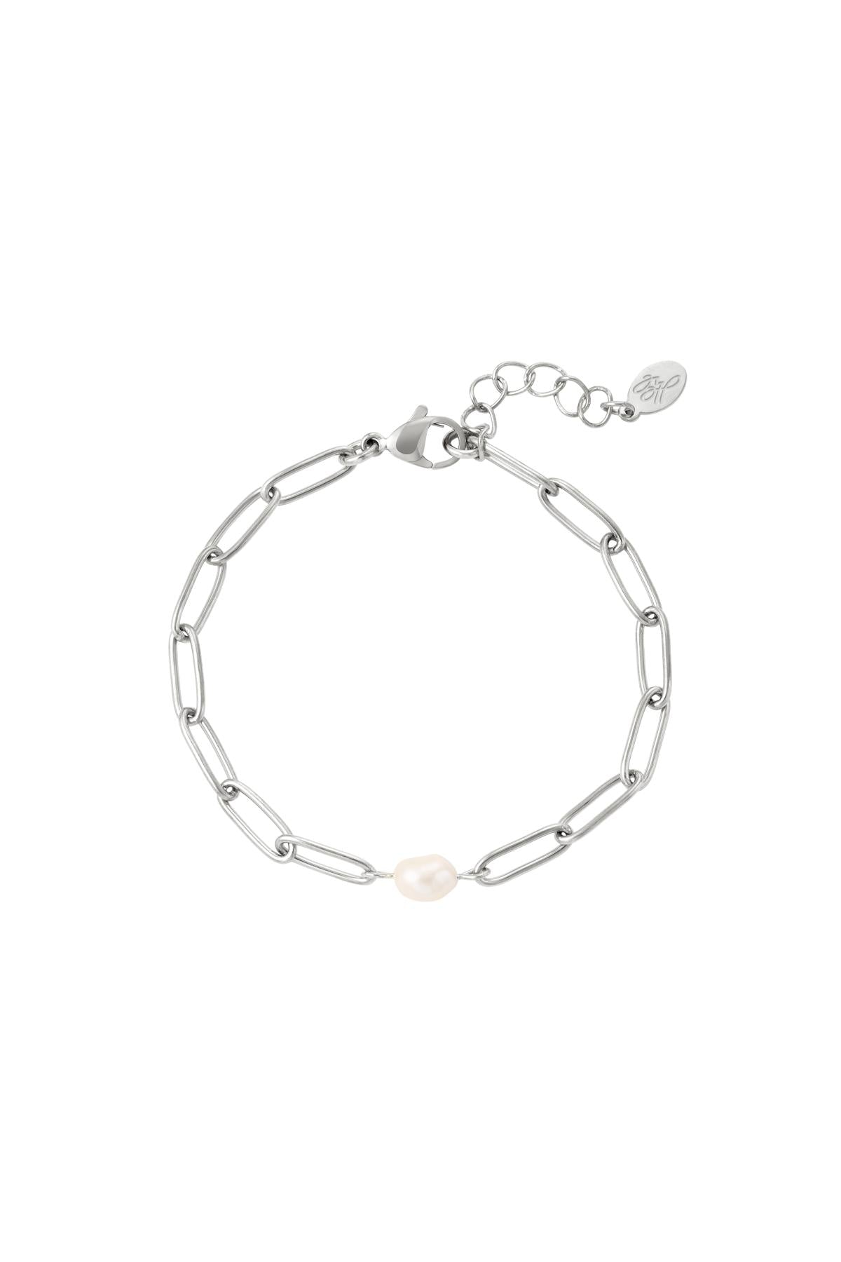 Schakelarmband met parel Zilverkleur 