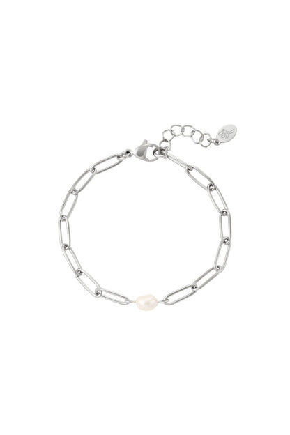 Schakelarmband met parel Zilverkleur 