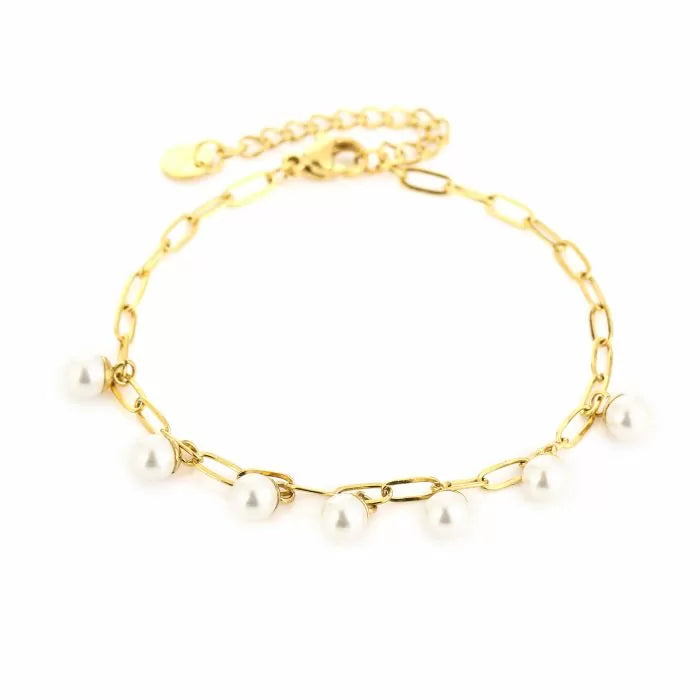Schakelarmband met parels Goudkleur 