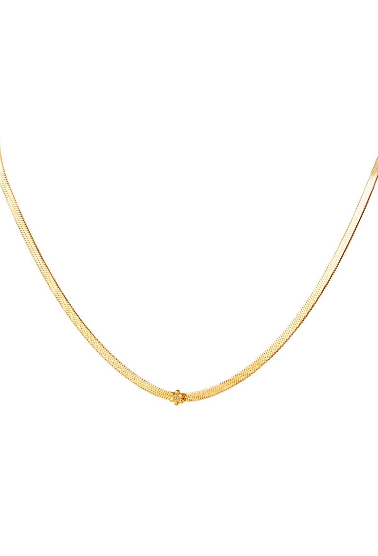 Snake chain ketting met bloemetje Goudkleur 