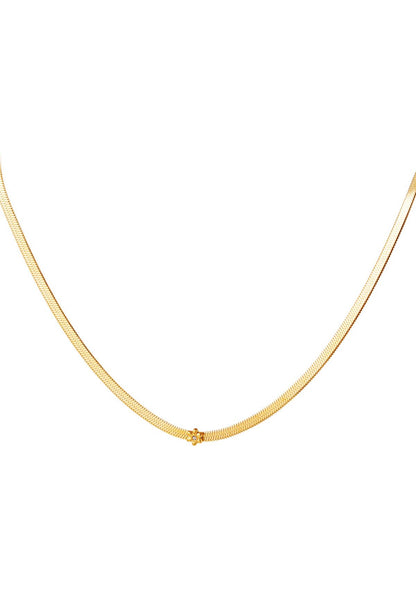 Snake chain ketting met bloemetje Goudkleur 