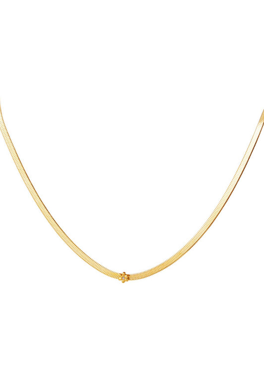 Snake chain ketting met bloemetje Goudkleur 