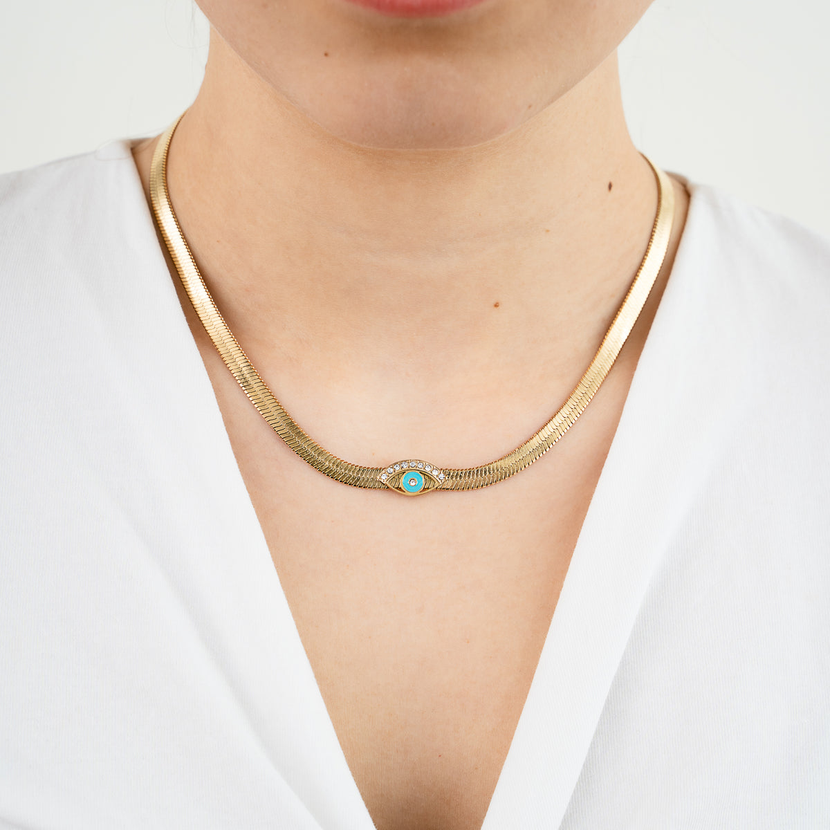 Snake chain ketting met oog