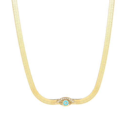 Snake chain ketting met oog Goudkleur 
