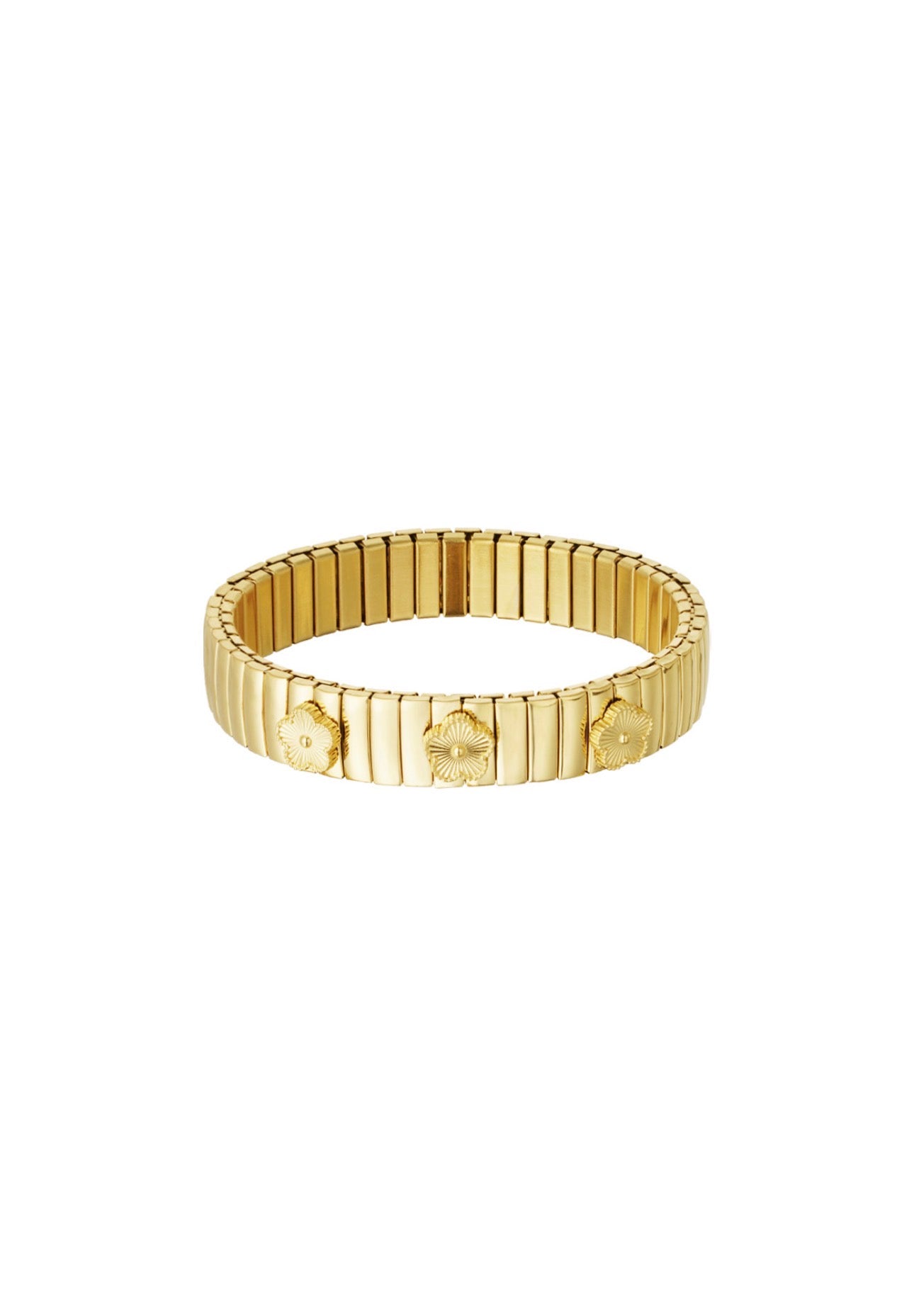 Statement armband bloemen goudkleur 