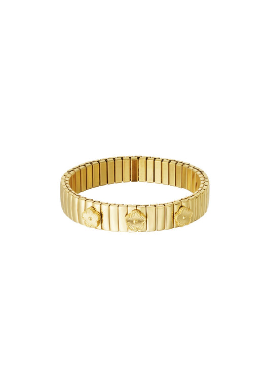 Statement armband bloemen goudkleur 