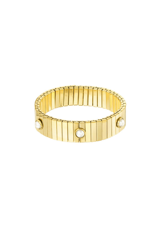 Statement armband imitatieparels goudkleur 