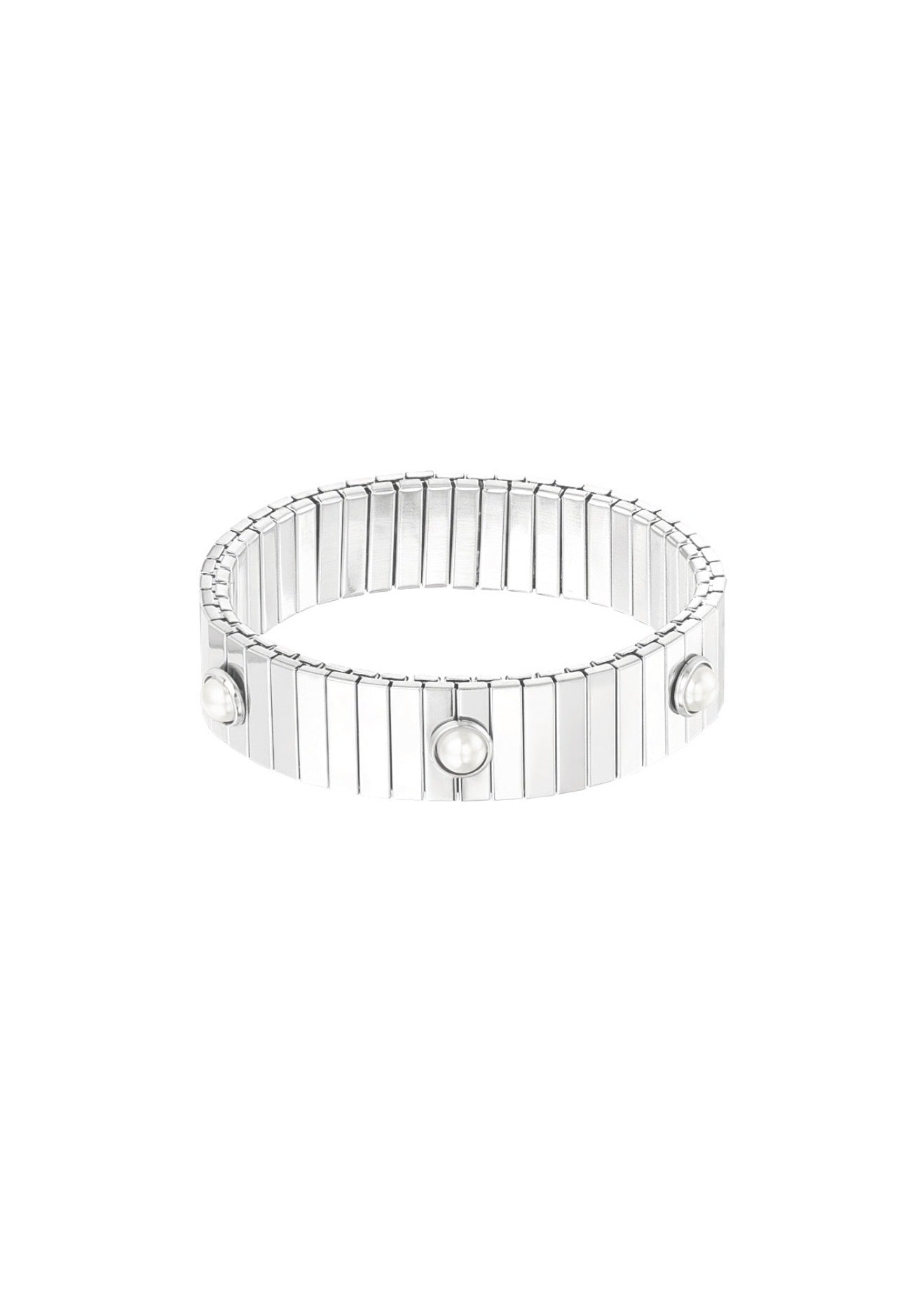 Statement armband imitatieparels zilverkleur 