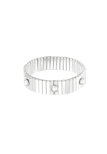 Statement armband imitatieparels zilverkleur 