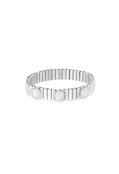 Statement armband met zonnetjes Zilverkleur 