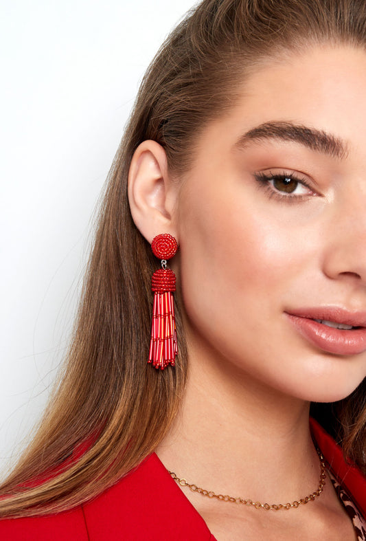Statement oorbellen kralen rood