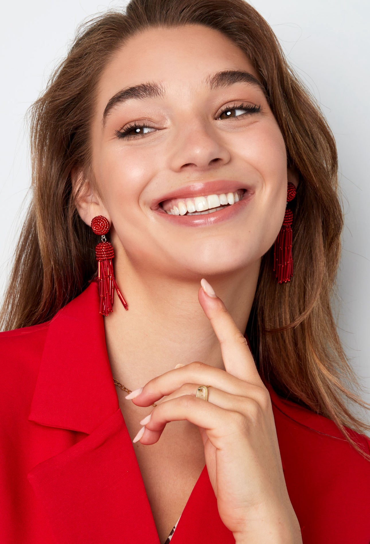 Statement oorbellen kralen rood waterproof 
