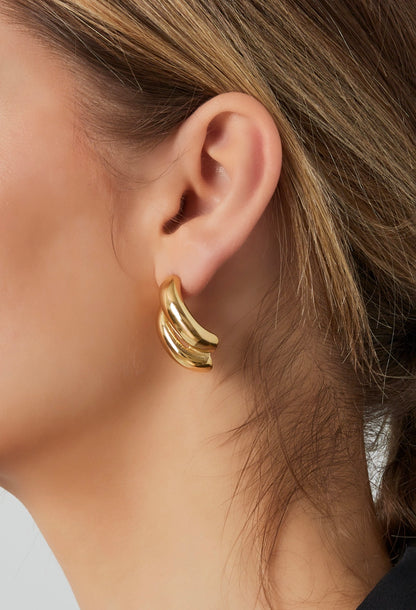 Statement oorbellen langwerpig waterproof goudkleur 