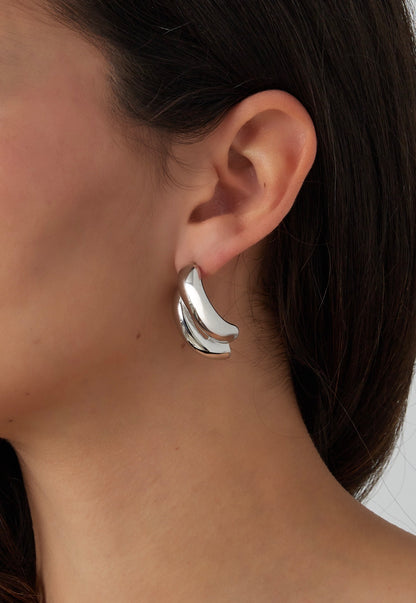 Statement oorbellen langwerpig waterproof zilverkleur  