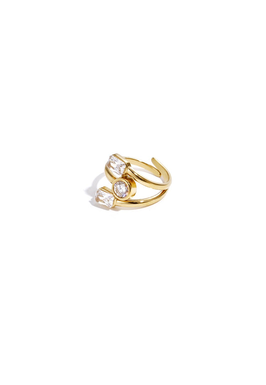 Statement ring met glinsteringen Goudkleur 